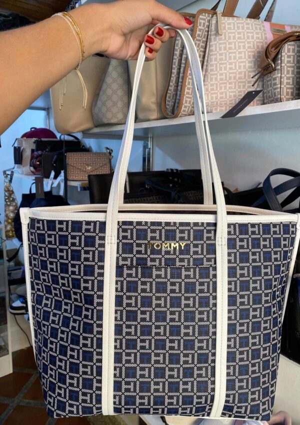 Cartera Tommy Azul con Blanco