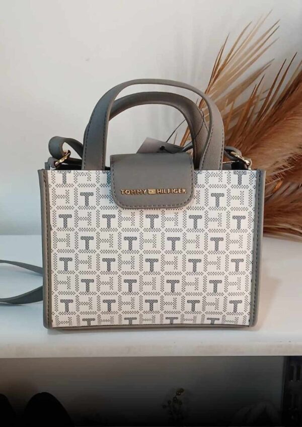 Cartera Tommy Blanca con Gris